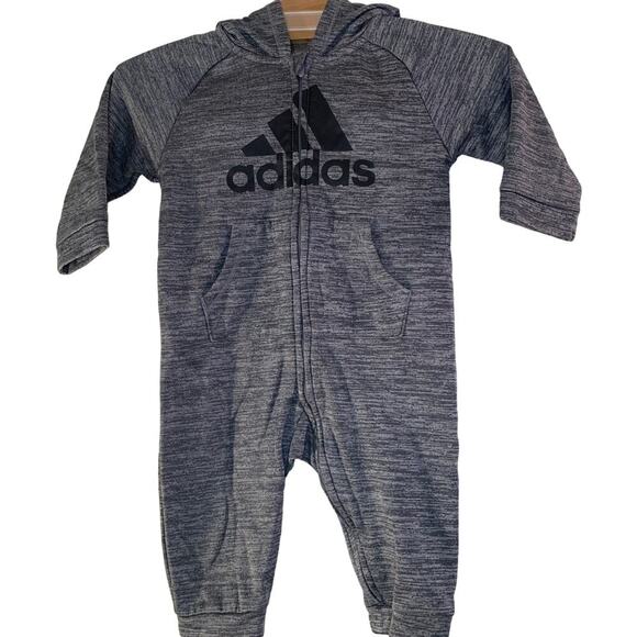 ADIDAS Boy’s One-Piece Hooded Zip Up Romper / Size: 9 Months - Picture 1 of 9